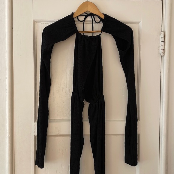 Danielle Guizio Wrap Long Sleeve Halter Top - Medium - Picture 5 of 7